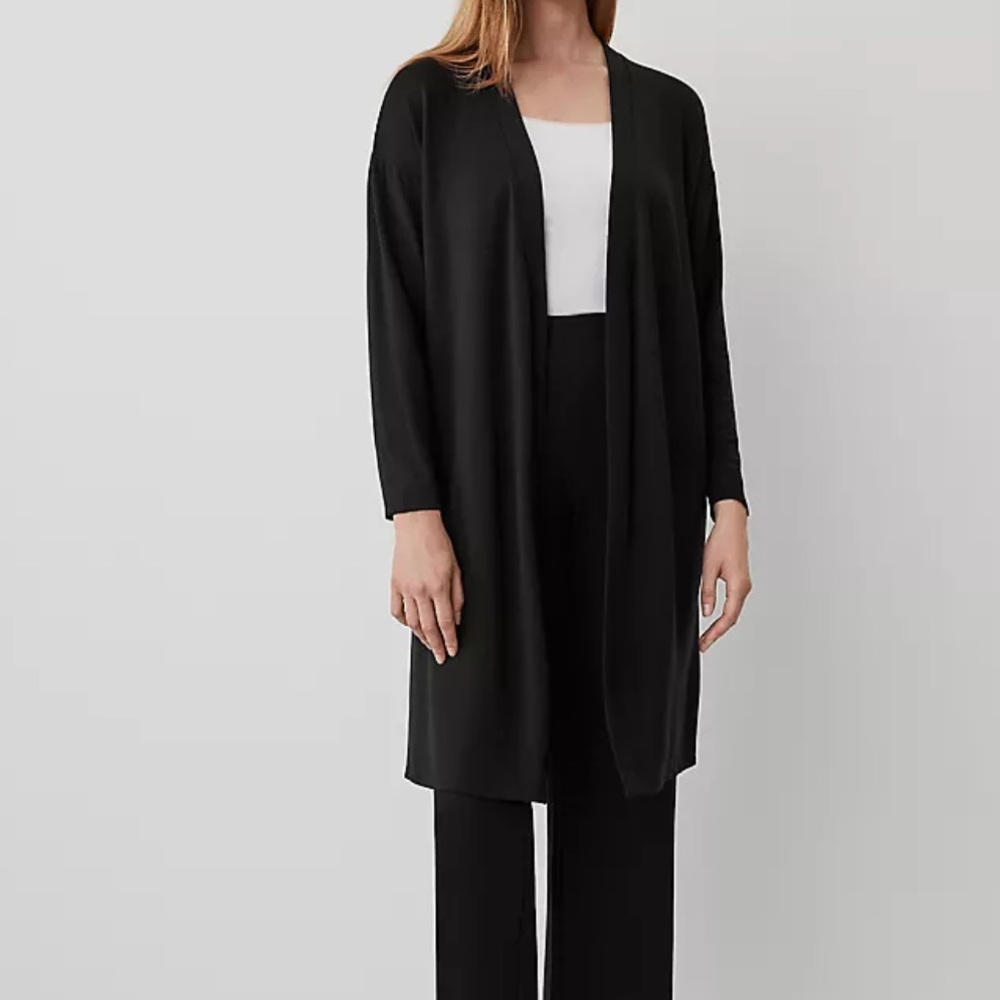 NWT Ann Taylor black lounge open front duster cardigan